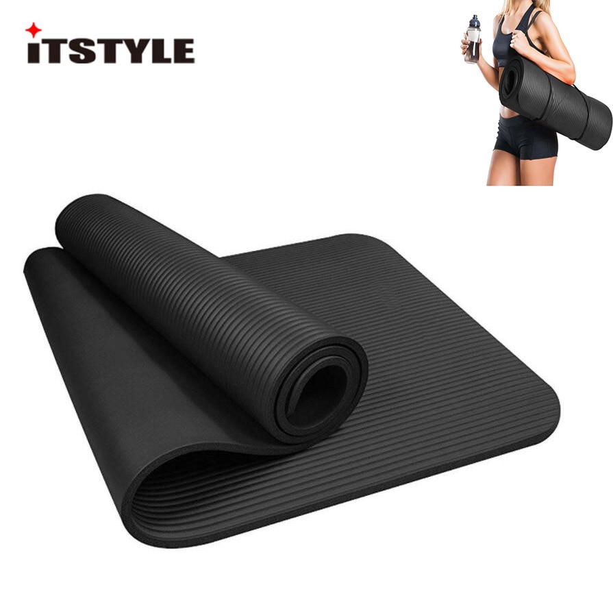 ITSTYLE 10mm NBR Oefening Yoga Mat Extra Dikke Hoge Dichtheid Fitness met Draagriem voor Pilates Workout