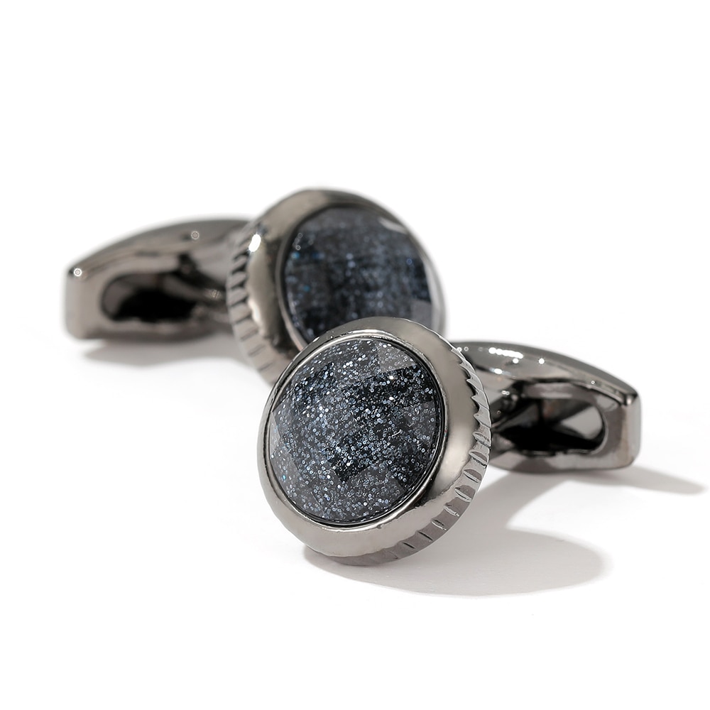 TOMYE – boutons de manchette en métal pour hommes, de , ciel étoilé, rond, pour robe de soirée, pour de mariage: XK20S039Gris