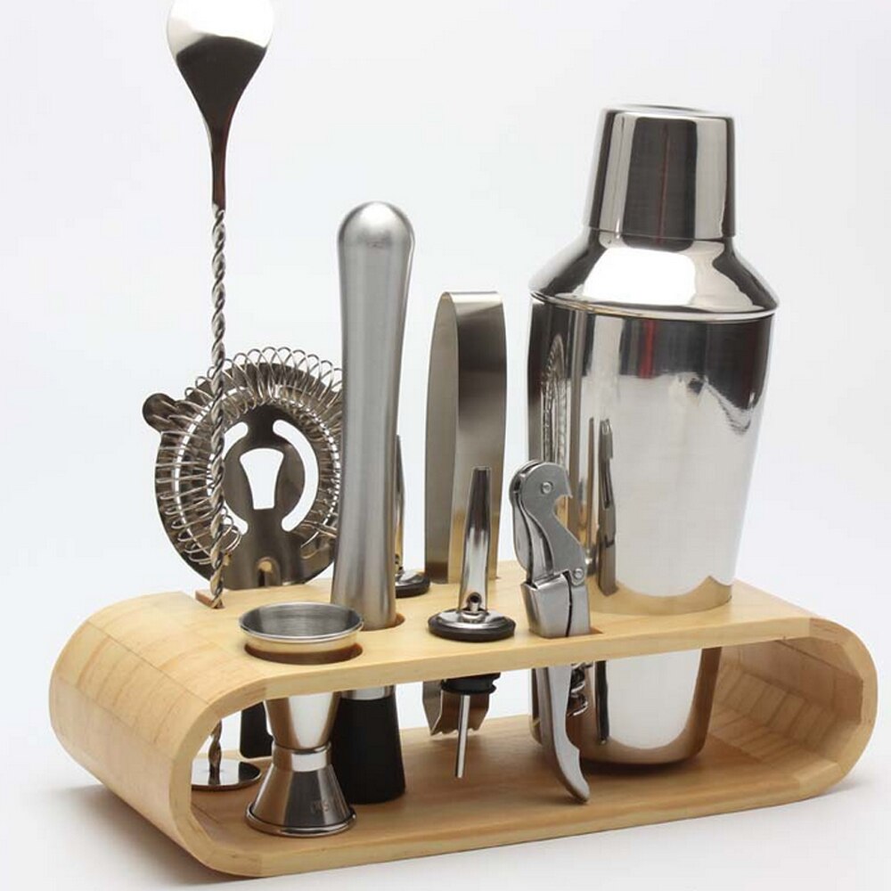10Pcs Rvs Cocktail Shaker Set Drink Mixer Bar Set Bar Leveranties Met Stand Cocktail Wijn Bar Shaker