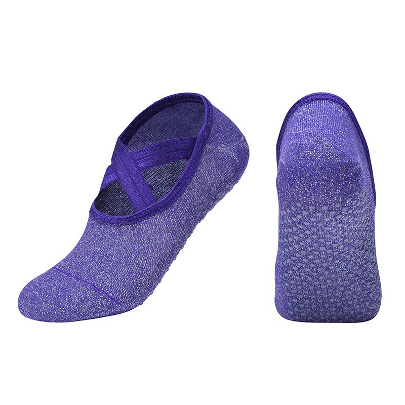 Neue Frauen Professionelle Yoga Socken Baumwolle Backless Anti Slip Atmungsaktive Dance Ballett Pilates Damen Sport Hausschuhe: Purple