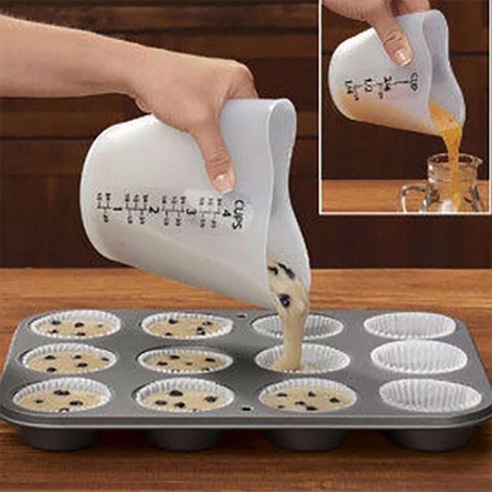 500ML Siliconen Maatbeker Hartvorm Dikker Zachte Ovenvaste Flexibele Pinch Giet Cup Cake Bakken Tools