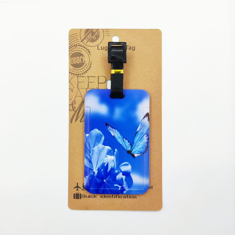 Etiqueta de equipaje de mariposa para mujer, etiqueta de equipaje de viaje para niñas, soporte de dirección de identificación, equipaje de embarque, billete de maleta portátil: Castaño