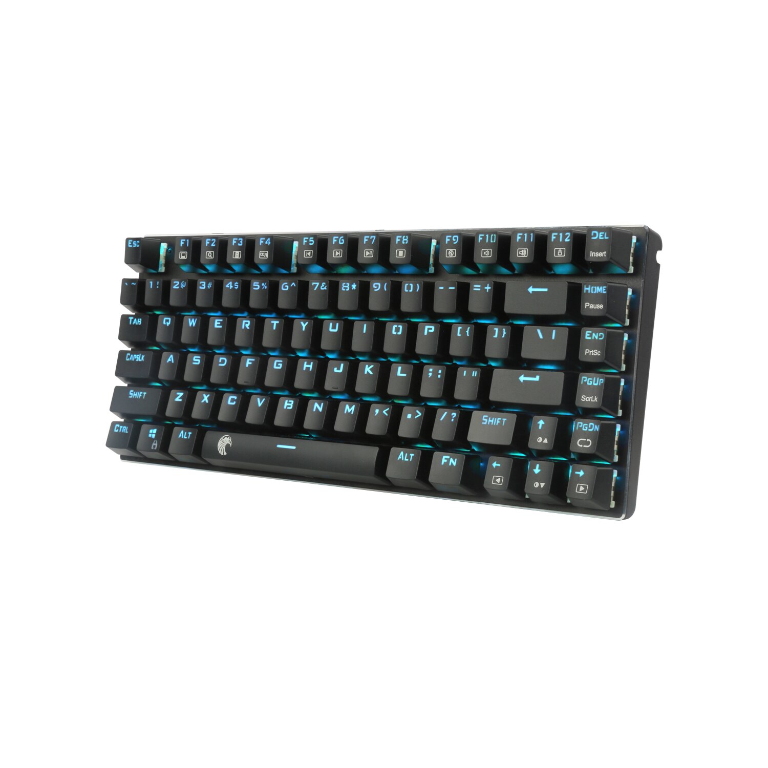 Mechanisch gamingtoetsenbord e-element  z88 met blauwe schakelaars, cyaan led-achtergrondverlichting, waterbestendig, compact, 81 toetsen, anti-ghost, zwart
