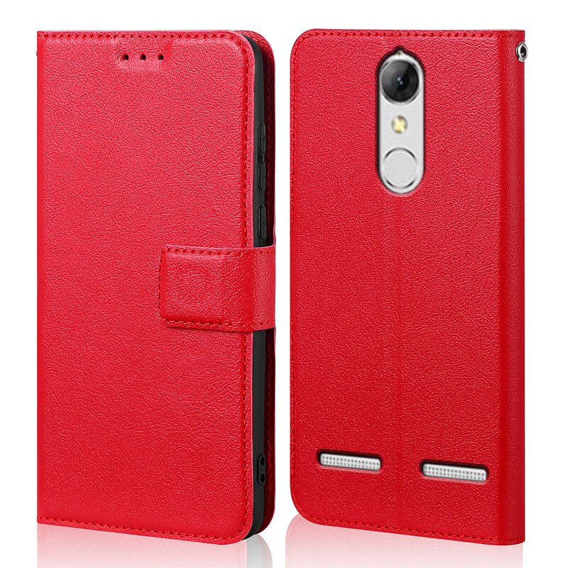 Coque en Silicone et cuir PU pour Lenovo K6 Power, 5.0 pouces, étui avec porte-cartes pour téléphone K33a48 K33a42: For Lenovo K6 Power / Red