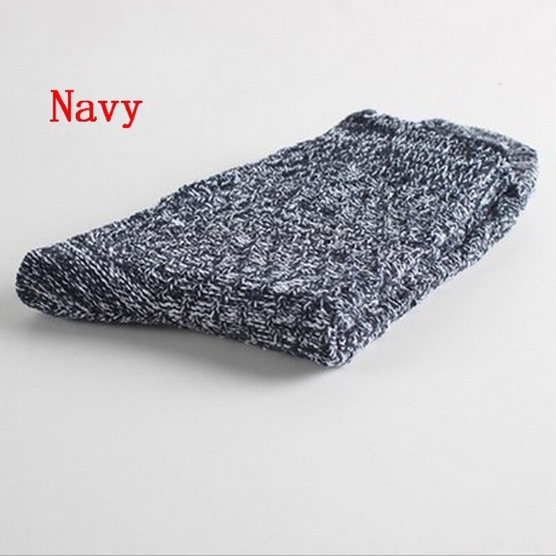 1 par 5 farver vintervarm vintage mænd strik hæklet bomuld bløde tykke sokker termisk crew cashmere stil: Blå