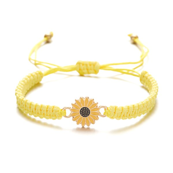 Pulsera bohemia hecha a mano con dibujos de estrellas y flores y margaritas para niña y mujer, pulseras de cuerda, de joyería para parejas de amistad: PLATEADO