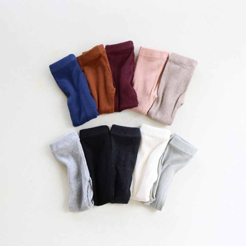 Koreaanse Stijl Peuter Meisjes Leggings Baby Kids Geribbelde Broek Katoenen Baby Kinderen Broek Elastische Taille Zachte Broek