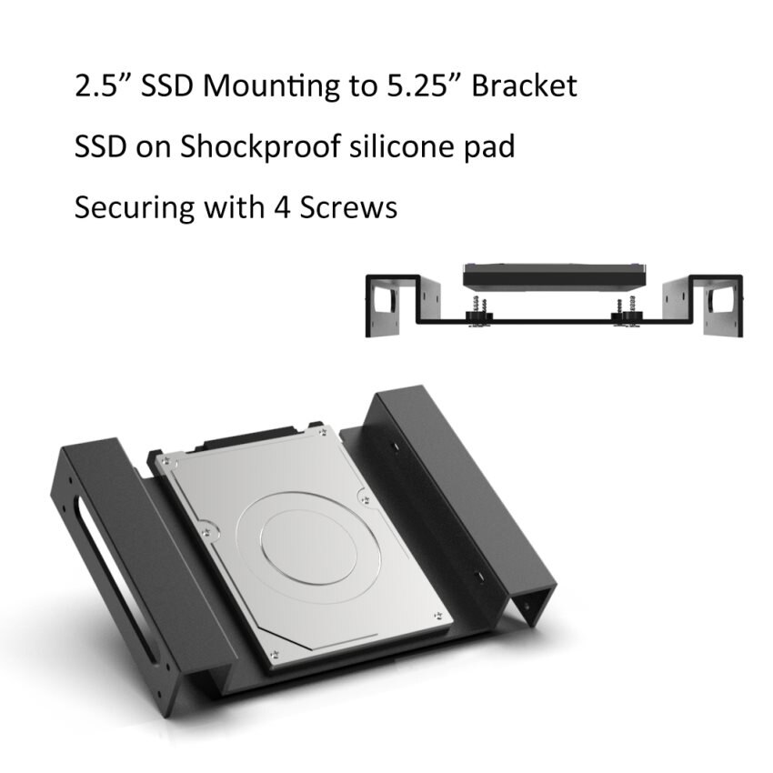 GLOTRENDS Aluminum 5.25 to 2.5/3.5 inch Bay Adapter Hard Drive Mounting Bracket Kits