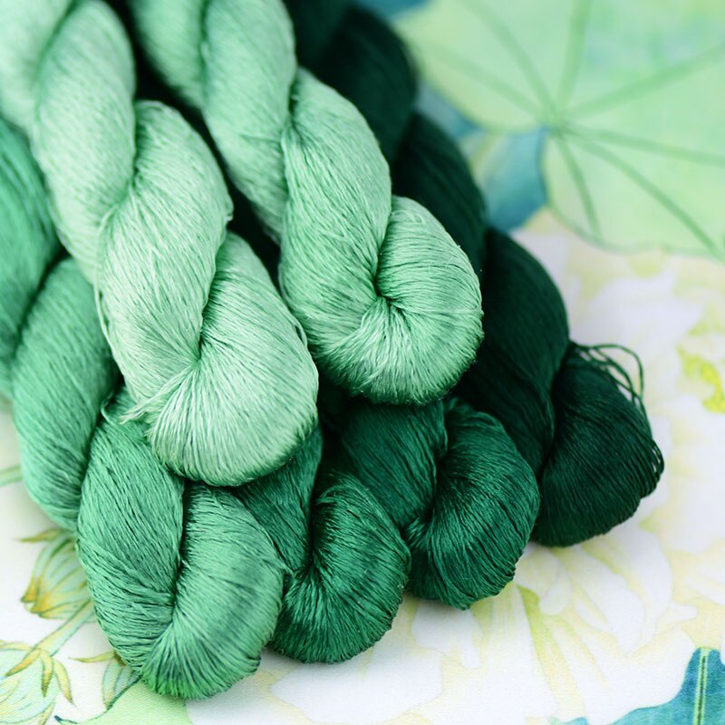 1pcs/400m silk embroidery thread / 100% silk thread /hand embroidery embroider cross stitch/dark green series/6 gradient colors