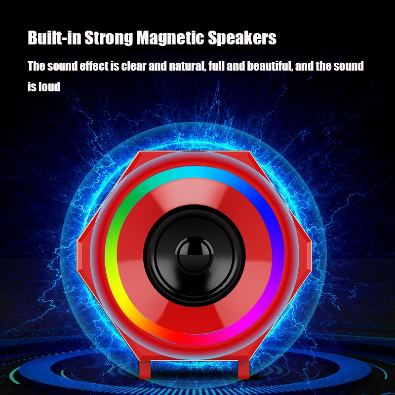 Red USB Wired Bluetooth Computer Speakers AUX Input USB Powered Wireless Bass Reinforcement Mini Speaker for Laptop Desktop