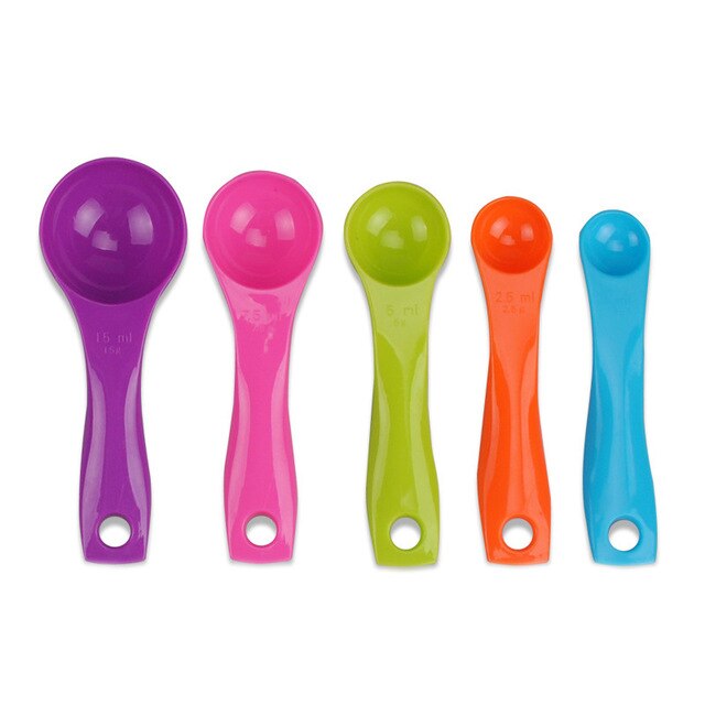 10Pcs Measuring Cups Premium Stackable Kitchen Measuring Spoon Set Stainless Steel Measuring Cups Spoons Set Baking Accessories: Plastic 5pcs spoon