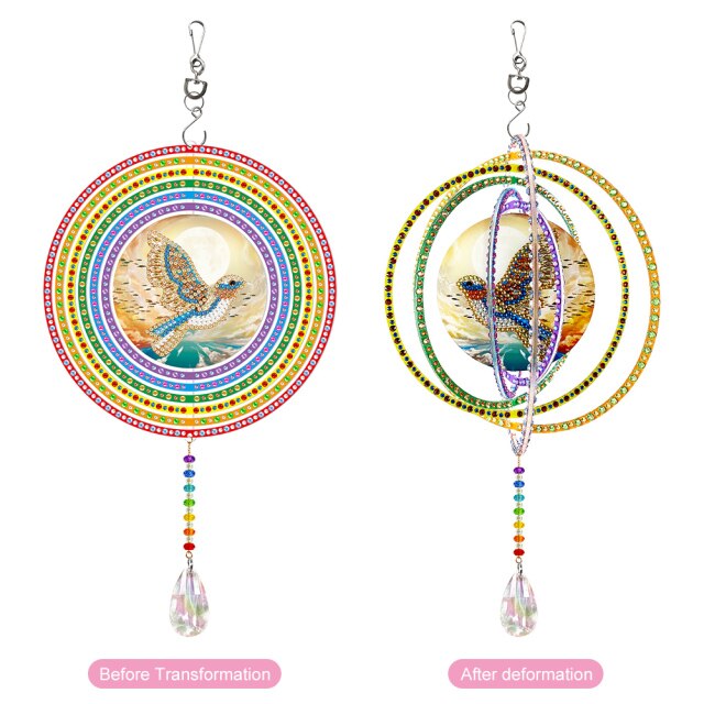 Exquisite Rotatable Wind Chime Kit 5D Diamond Painted Shaped Diamond Embroidery Pendant DIY Craft Mosaic Home Decor: GSP210