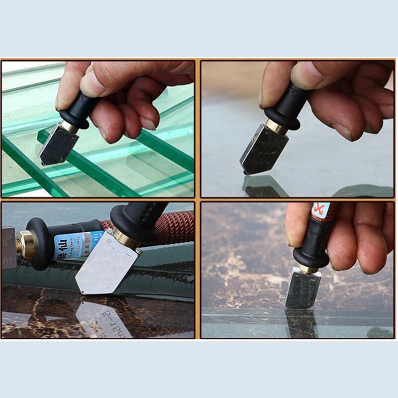 Glass Cutter Diamond Tip Steel Blade Cutting Tool Oil Feed Glass Cutter Antislip Metal Handle 3-12mm 180mm For Hand Glass Cutter