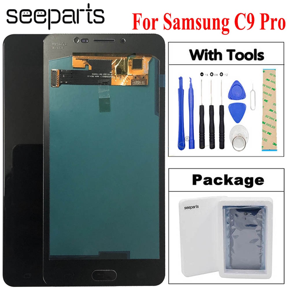100% Getest Voor samsung galaxy C9 PRO Lcd C9000 DISPLAY Touch Screen Digitizer Vergadering Vervanging Voor Samsung c9 pro lcd