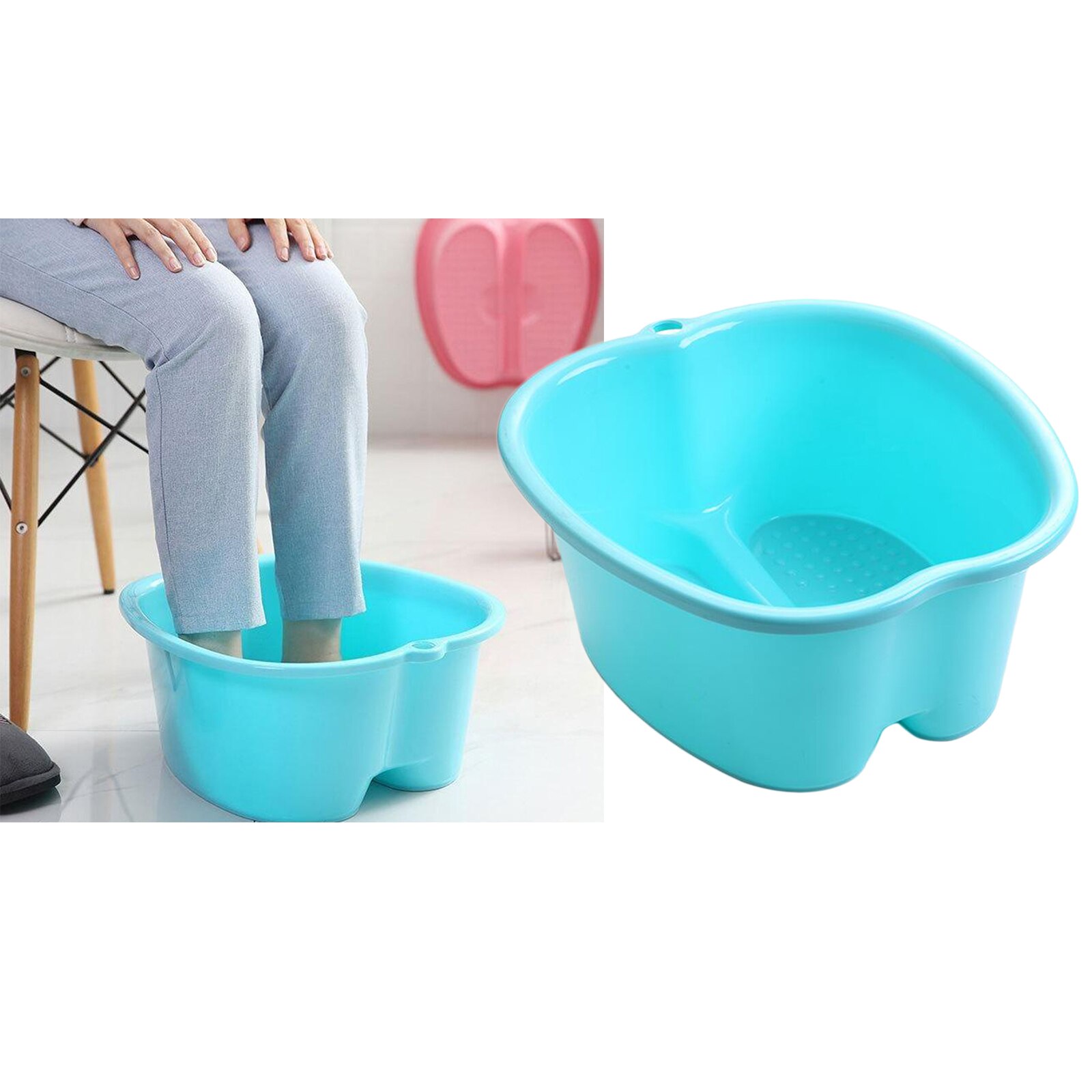 Bassin de bain de trempage des pieds-grande taille pour tremper les pieds, thérapie de massage, bassin de bain de trempage en plastique robuste, Spa relax: Blue