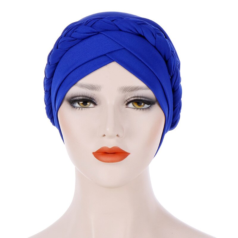 Bonnet Turban croisé pour femmes, couleur Pure, en coton tressé, intérieur, Hijab indien, Bonnet sous-foulard, coiffure musulmane