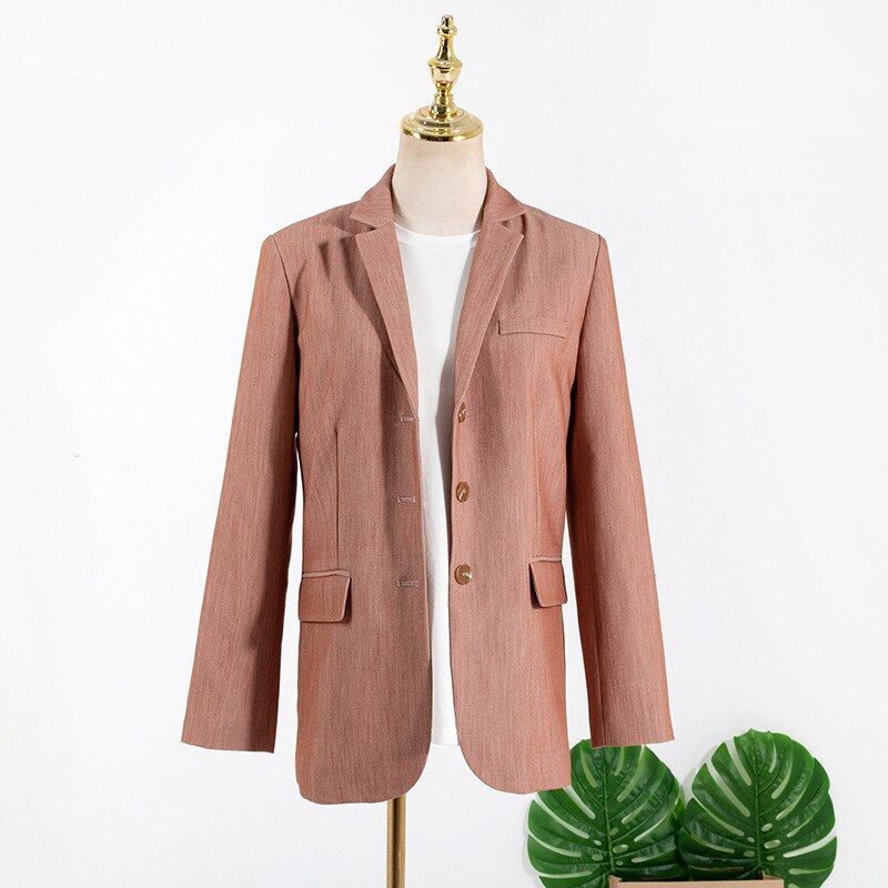 Trend pink løs afslappet jakkesæt frakke i koreansk stil: Default Title