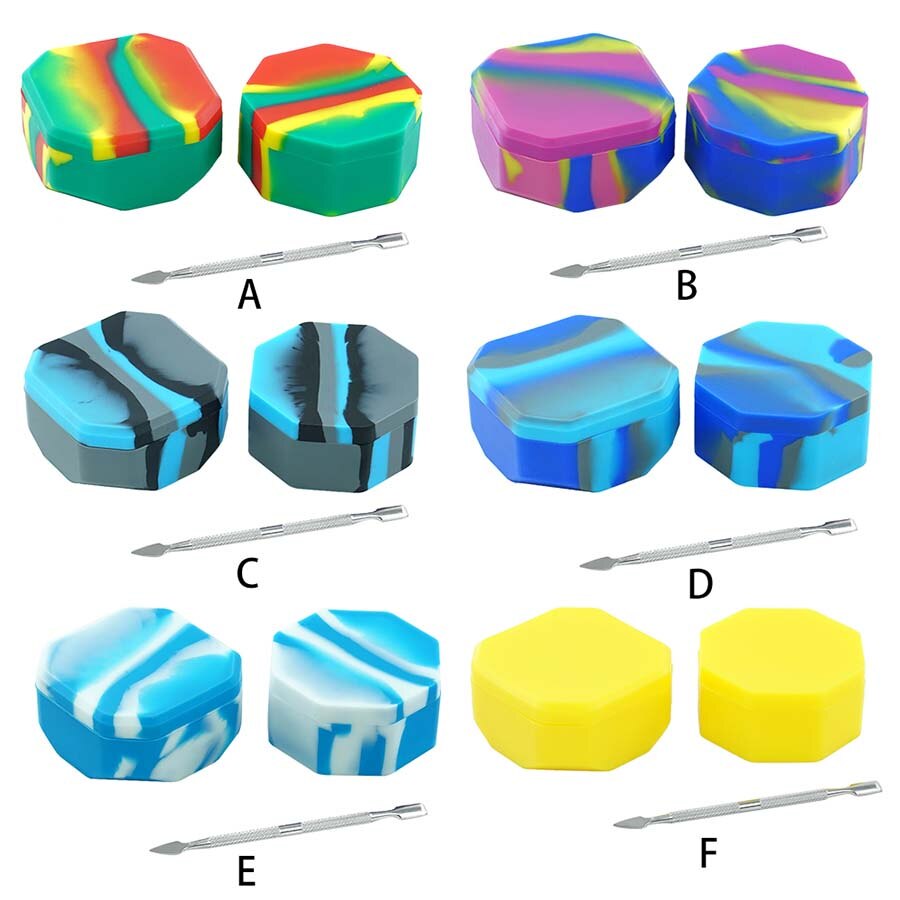 One set large 129 ml+ 97 ml Silicone Container Jar Oil Wax Non Stick Silicone Jar+Container Holder 1: random color