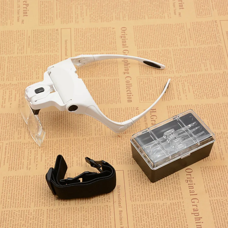 Vergrootglazen Led-licht Lampkop Loep Juwelier Hoofdband Vergrootglas Bril Optisch glas Gereedschap Reparatie Leesvergrootglas