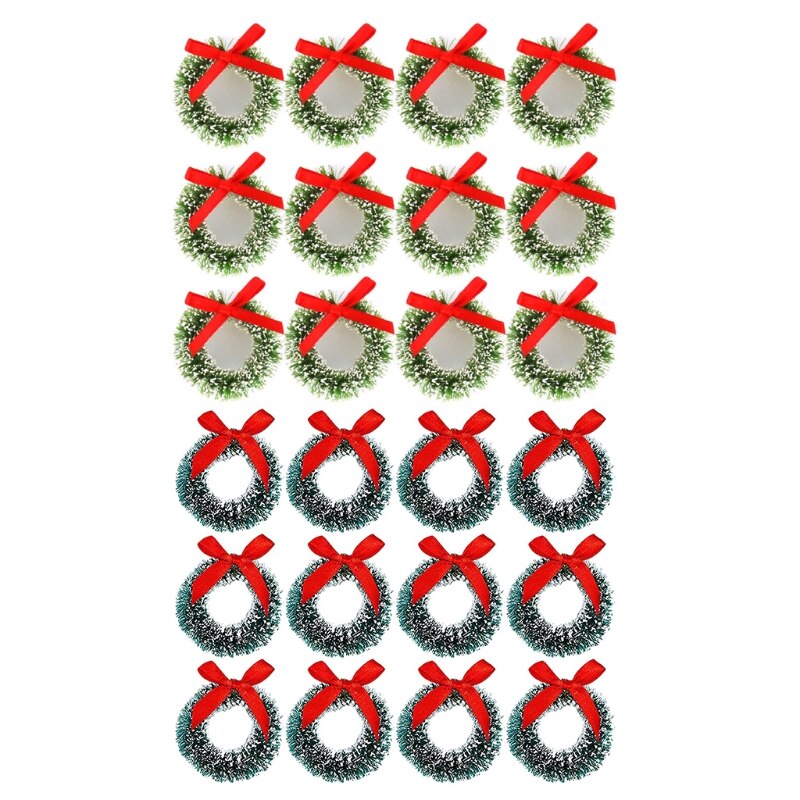 Mini couronnes de noël décoratives, 12 pièces, couronne d&#39;arbre de noël artificiel pour maison de poupée, embellissements, fabrication de cartes