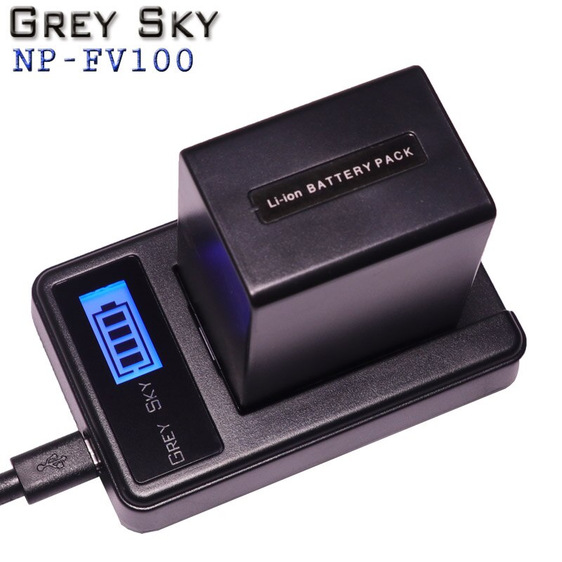 2 stk 4200 mah np  fv100 np-fv100 fv100 batterier + lcd usb-lader til sony np -fv30 np-fv50 np-fv70 sx83e sx63e fdr -ax100e ax100e