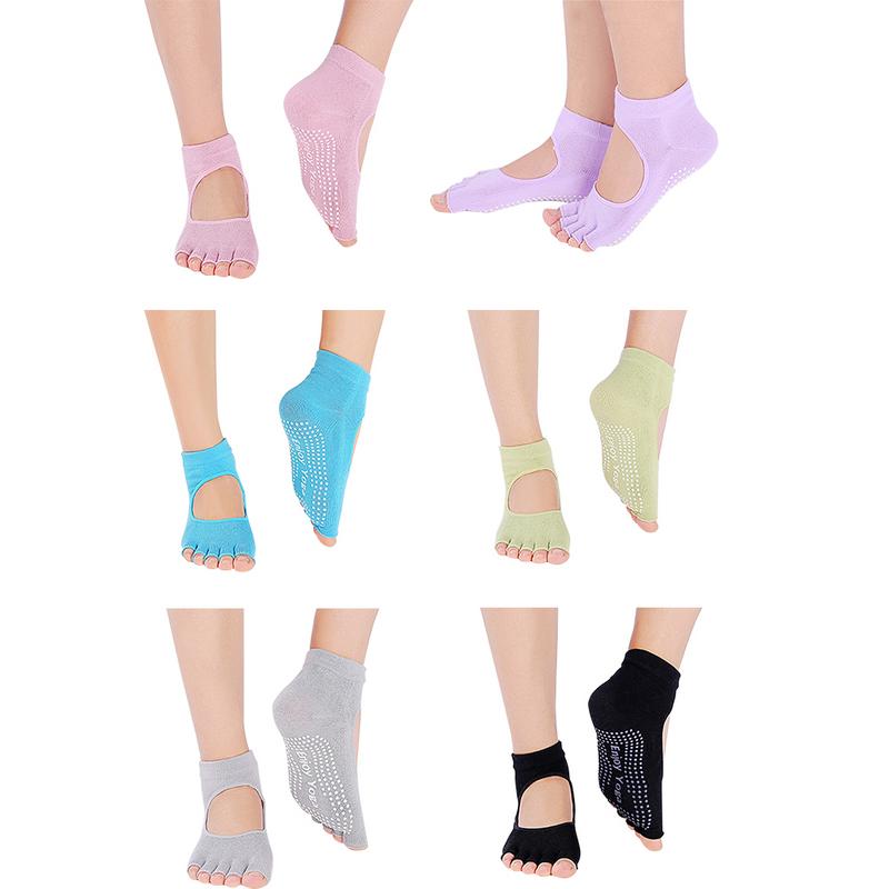 Open Teen Terug Professionele Yoga Sokken Ademend Antislip Zweet-Absorberende Vijf Tenen Korte Sokken Met Een Gat voor Dames