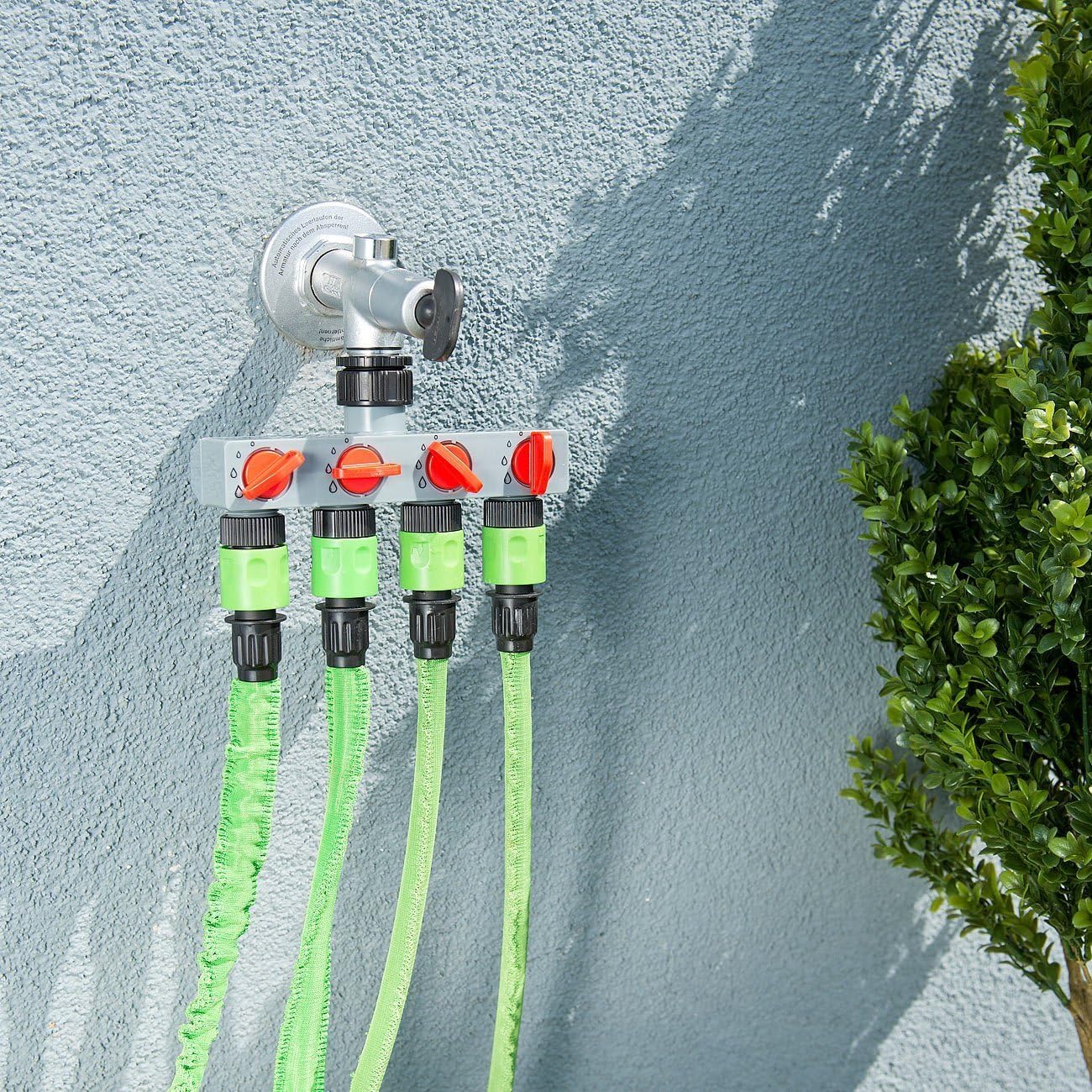 2-Wege/4-Wege-Wasserverteiler-Wasserhahn-Adapter, ABS-Kunststoff-Anschluss, 3/4 und 1 Zoll Schlauchverteiler für Schlauch, Rohr, Wasserhahn