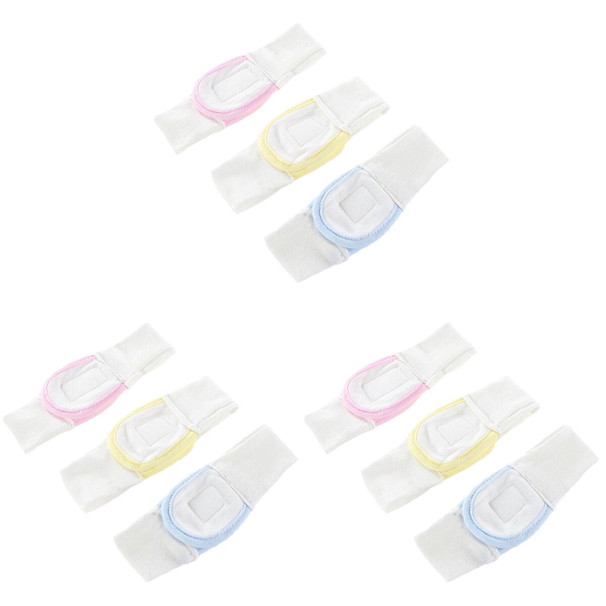 pcs Cotton Infant Baby Diaper Fixing Tape Adjustable Convenient Reusable Diaper Fixed Belt (Blue/Yellow/Pink, Each Color 1pc)