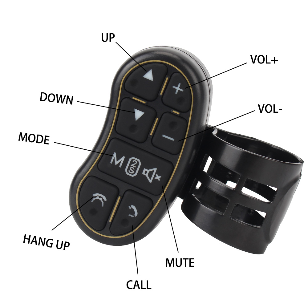 Botones de Control remoto universales para volante, navegación GPS, Dvd, manos libres, volumen de música, controlador inalámbrico