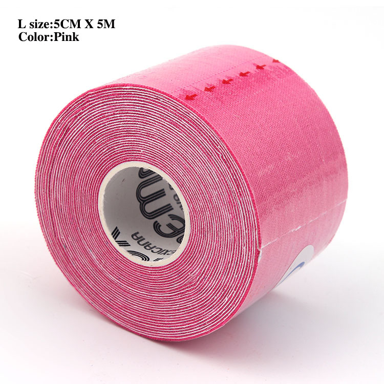 Jingba støtte muskel teip vanntett kinesiologi teip sport taping stropping fotball kne muskel teip atletisk sport restitusjon: Rosa / L