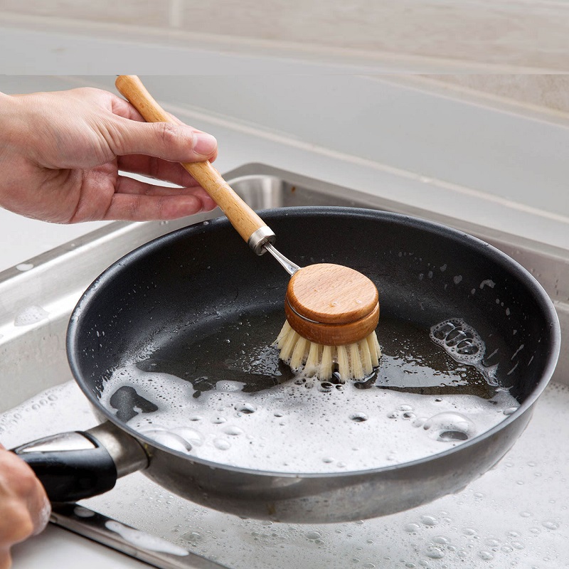 Sisal Hout Lange Handvat Pot Borstel Wassen Afwassen Borstel Borstel Natuurlijke Houten Huishoudelijke Keuken Artefact Schoon Gadgets