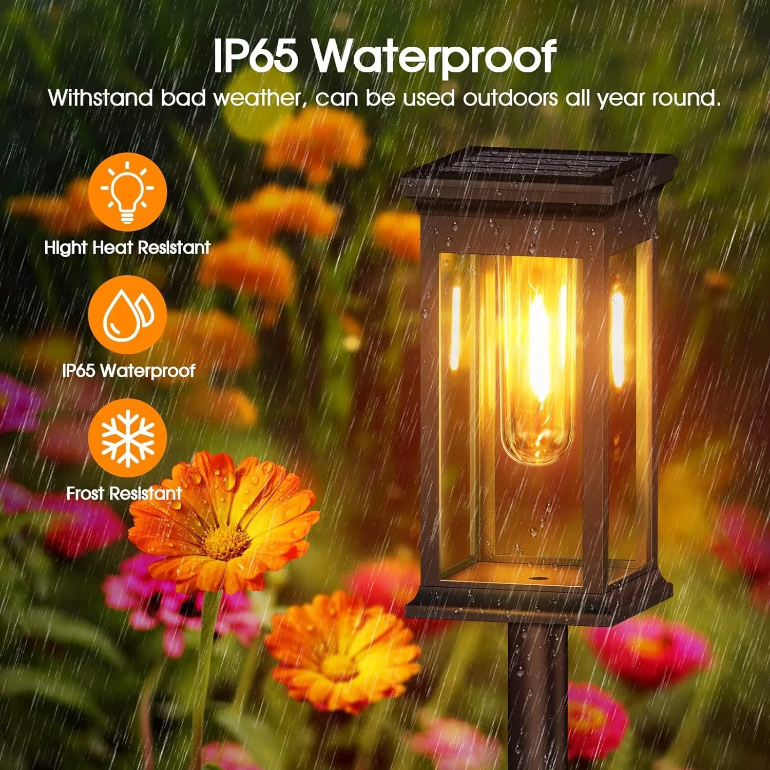Solar Pathway Lights Outdoor Solar Pathway Garden Lamp Waterproof Landscape Lights Walkway Driveway Lawn Patio Garden Decor: Orange / 11-15W