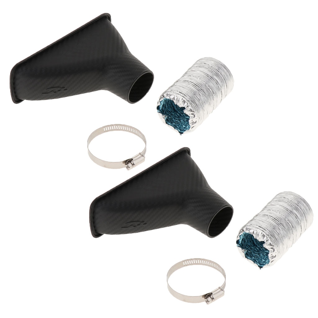 Set of 2 Air Intake Pipe, Car SUV Air Intake Pipe Kit, Front Bumper Turbo Turbine Inlet Pipe, Air Funnel Kit w/ Clamp