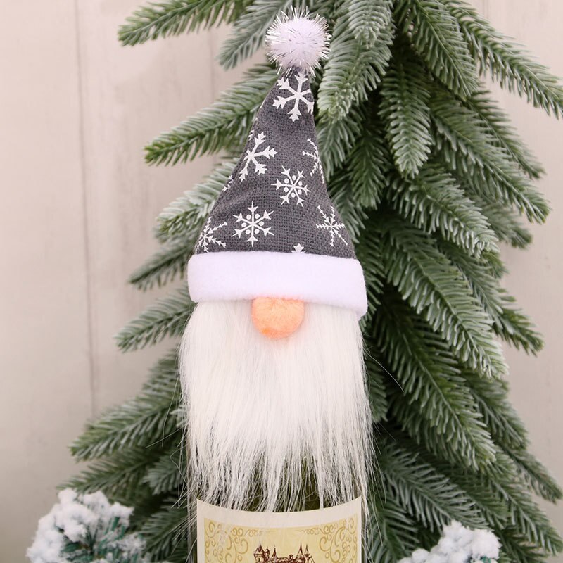 1pc vinflaske dekorativt omslag yndig julemanden hat sweater til jul vinflaske dekorative festborde ornament: 02