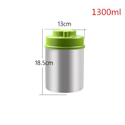 3 Stuk Vacuüm Container Roestvrijstalen Vacuüm Voedsel Tank Koffieboon Tank Keuken Fles Opslag Tank: Green cover1000ml