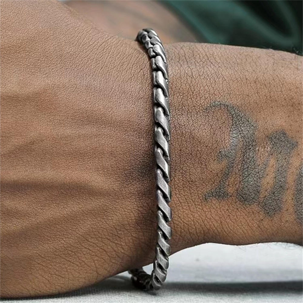 5mm retro prata cor masculino 316 pulseira de aço inoxidável hip hop s liga pulseira moda jóias retro pulseira acessórios