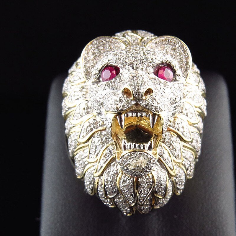 Milangirl Lion Head Punk Luxury Rings For Men Party Club Gothic Championship Rings Jewelry