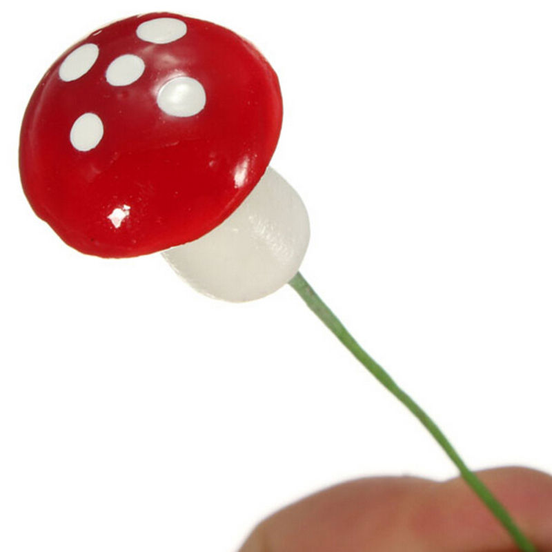 10 Uds. 2cm Mini setas en miniatura Jardín de hadas terrario con musgo resina artesanía decoraciones estacas artesanía