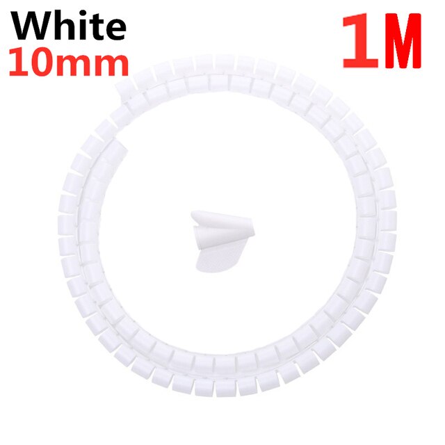 2/1m weiche, flexibel spiralkabelorganisatoren, aufbewahrungsrohre, kabelschutz, kabelaufwickler, schreibtisch-kabelclips, zubehör: 10 mm x 1m weiß