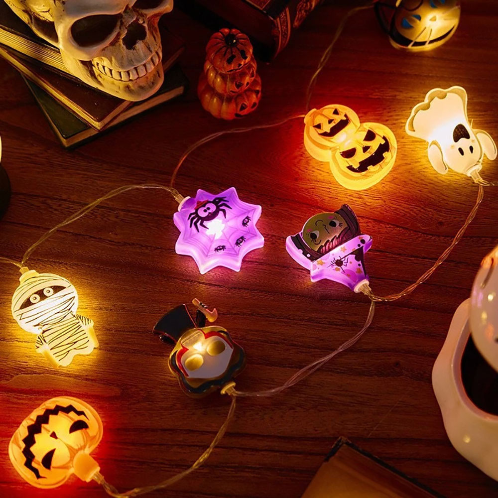 Halloween decoratie LED-lichtslingers, pompoen Ghost spinnenweb hanglamp, thuis buiten lantaarn rekwisieten