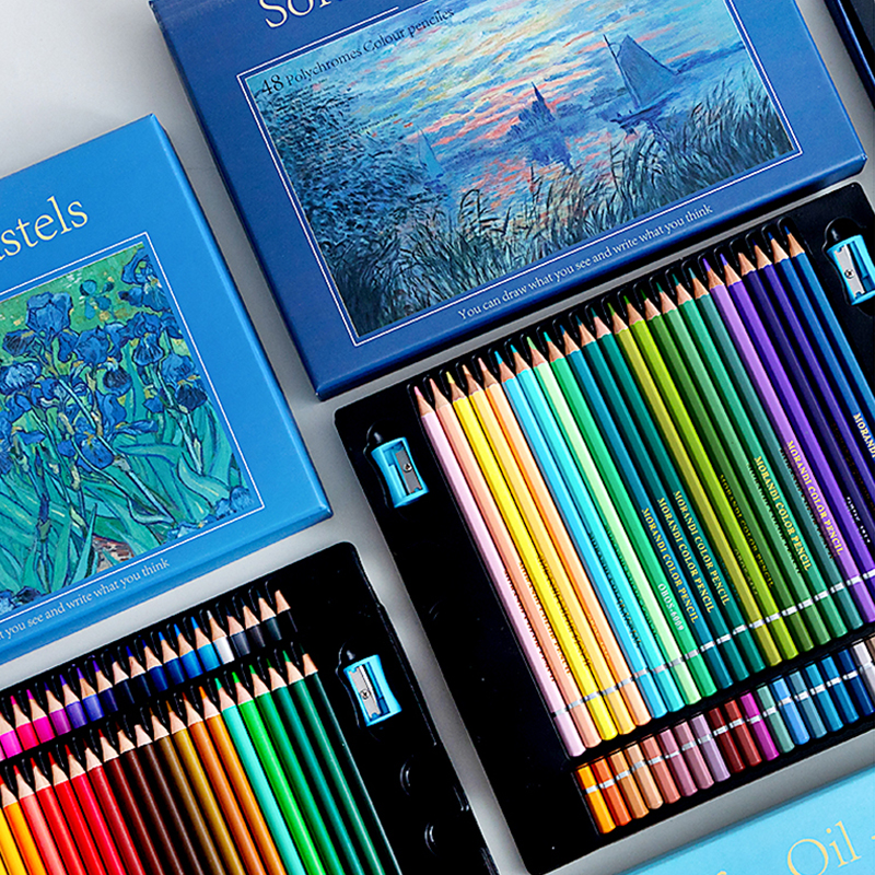 Juego de lápices de colores aceitosos profesionales, caja de cables de colores surtidos para dibujar artistas de pintura, útiles escolares para estudiantes, 24/36/48