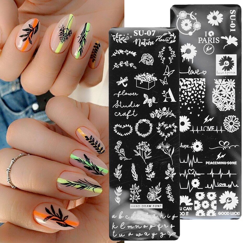 Nagel Stanzen Platte Abstrakte Sonne Blume Blatt Nagel knapp Schneeflocke Nagel Vorlagen Schablonen NäGel Zubehör SASU01-08