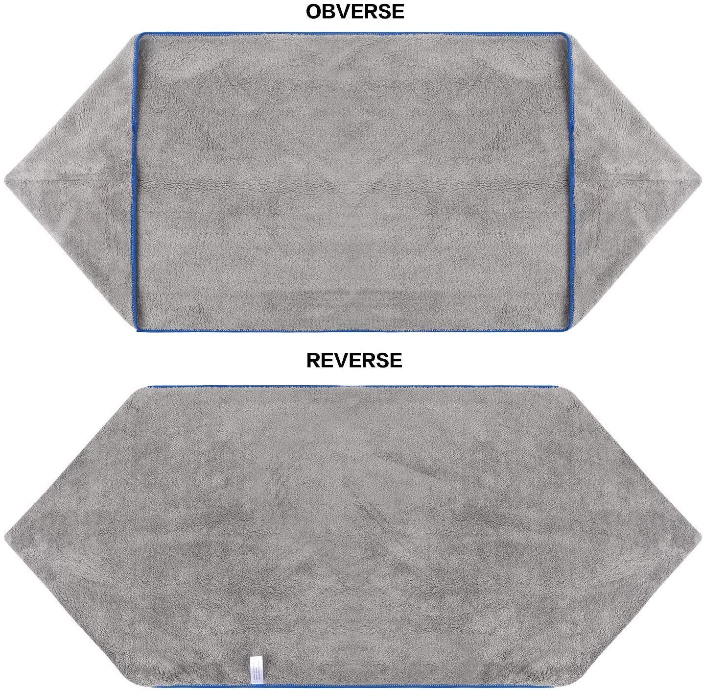 Toalla de baño de mascotas de microfibra, secado suave y ultraabsorbente con bolsillos de mano para perros y gatos pequeños, medianos y grandes, 16 pulgadas x 40 pulgadas: greyX2