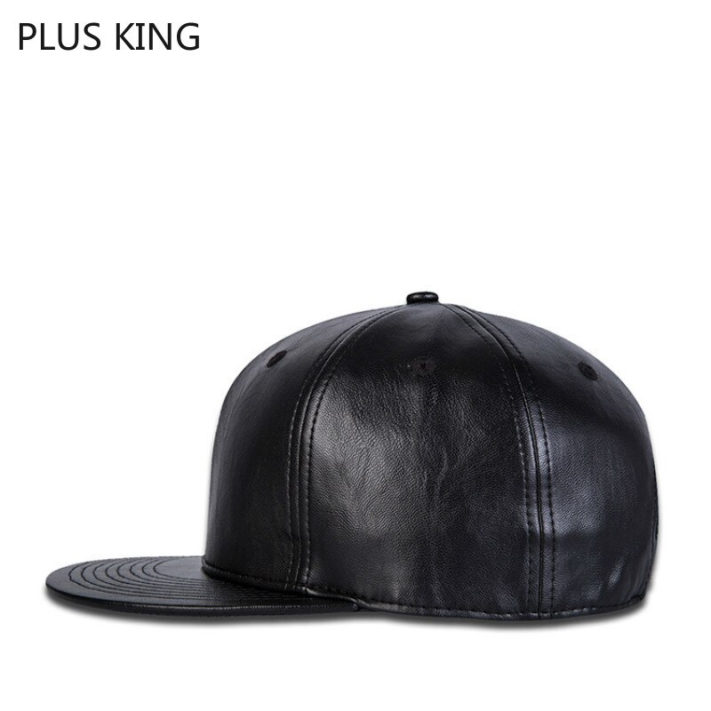 Solid Color Black Hip Hop Cap PU Leather Hat Cap Men Snapback