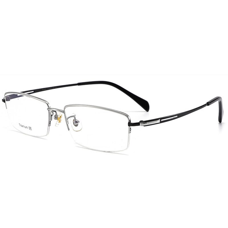 Reine Titan Rahmen Brille Halb Rand Brille mit Frühling Scharniere Männer Geschäft Stil Anti-Blau Strahl lässig Brillen: Silber