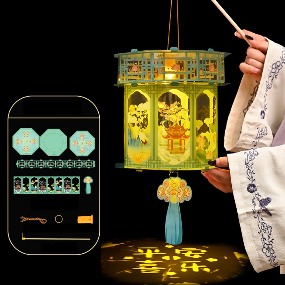 Cartoon Snake Year Lantern Handmade Chinese Style Portable Luminous Lantern Traditional PVC Projection Lantern Lantern Festival: Fluorescence Yellow