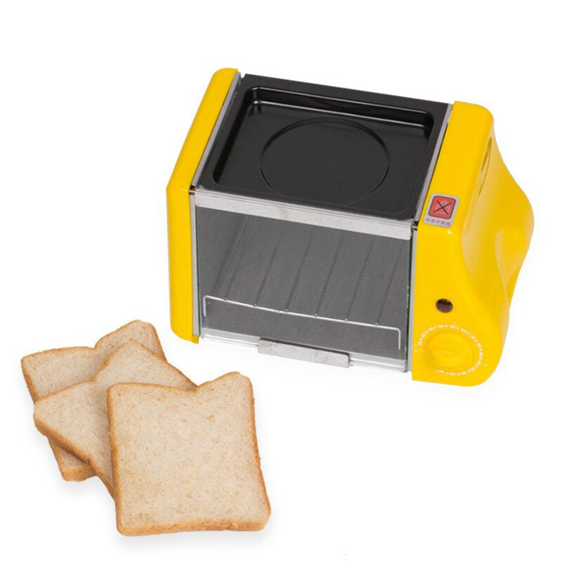 Mini tostadora eléctrica 2 en 1 para repostería, horno, parrilla, huevos fritos, sartén, máquina de desayuno, tostadora de pan