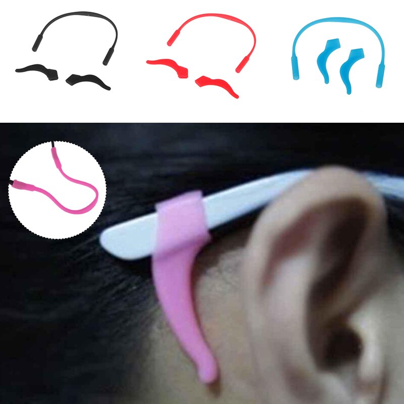 Gancho antideslizante para las orejas, 1 par de patillas de silicona para gafas, soporte para lentes, cuerda elástica antideslizante, accesorios para lentes