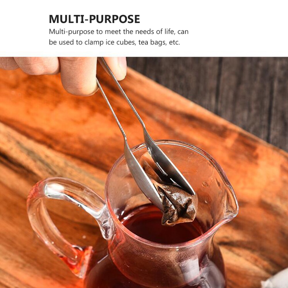 2 Pcs 1 Bag Rust-proof Tea Bag Holders Multipurpose Ice Cube Clamps (Silver)