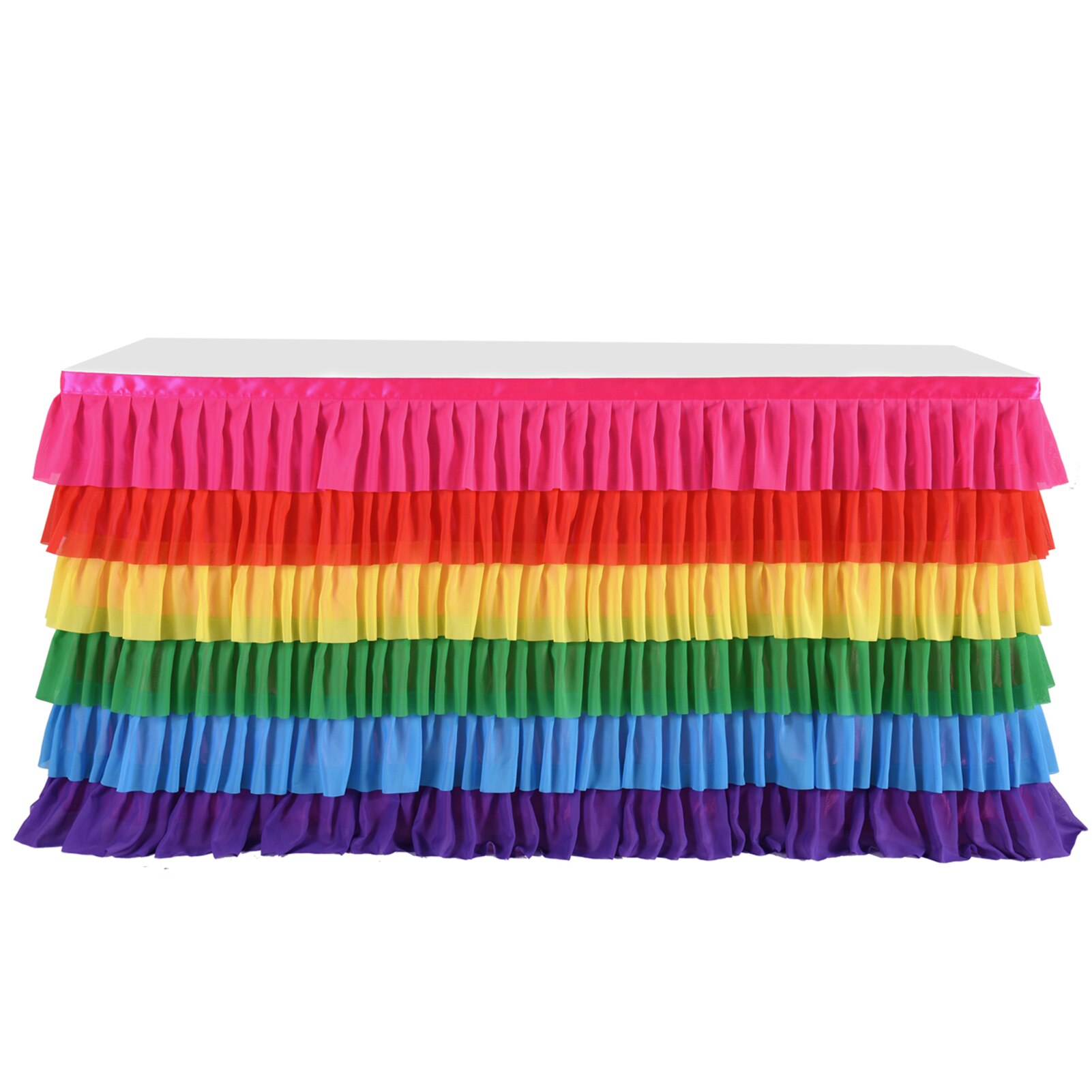 6 Layer Tulle Table Skirt Tutu Table Skirts Tableware Rainbow Baby Birthday Party Decorations Banquet Wedding Home Party Supply